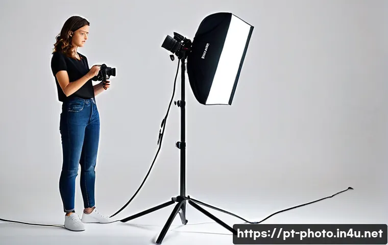 사진 자격증과 관련된 인턴십 기회 - **Prompt 1: Aspiring Product Photographer in a Modern Portuguese Studio**
"A young female intern...