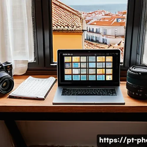 사진 자격증 관련 도서 추천 - A cozy home study scene featuring a Portuguese-speaking photographer preparing for a certification e...