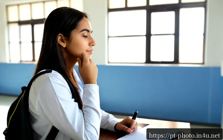 사진 자격증 시험장에서 스트레스 관리 방법 - Photorealistic Brazilian photography certification candidate calmly practicing deep breathing before...